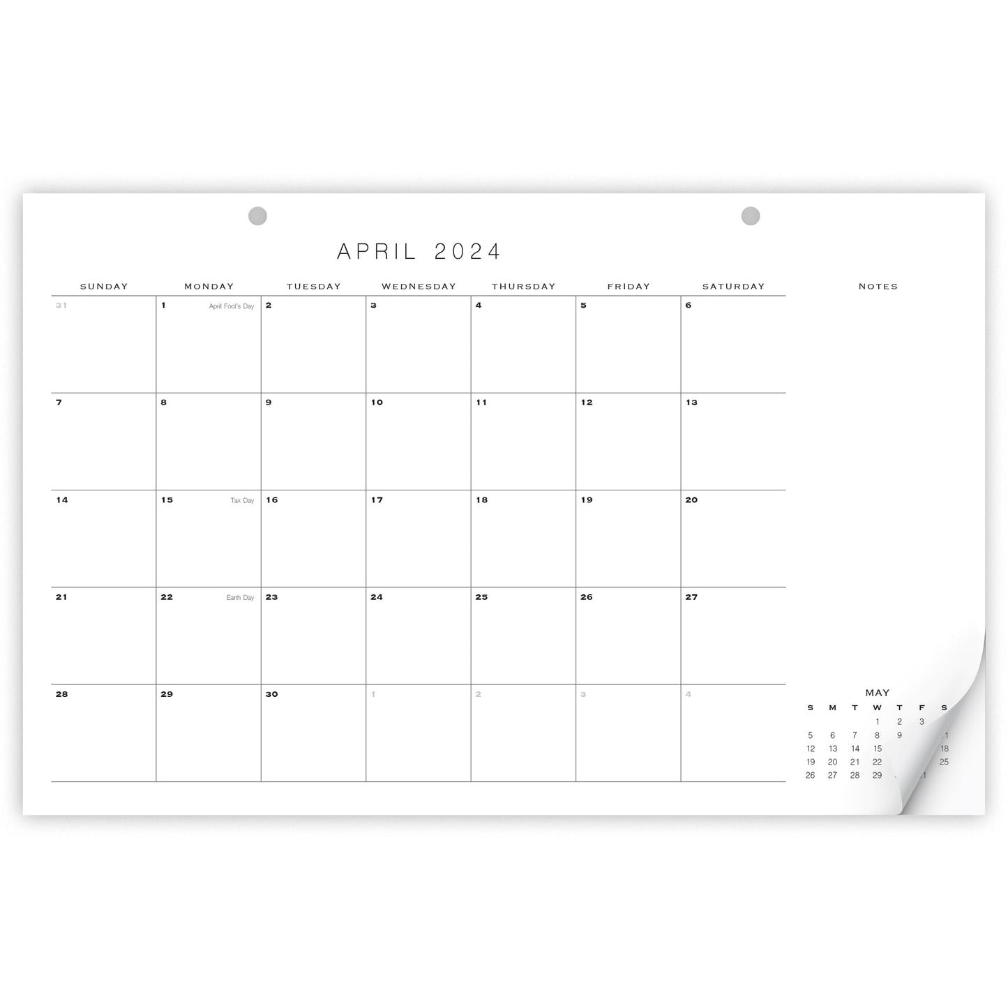 Aesthetic 2024-2025 Desk Calendar - Runs from January 2024 until July 2025 - Minimalistic Office Desktop/Wall Calendar 17"x11" for Easy Organizing