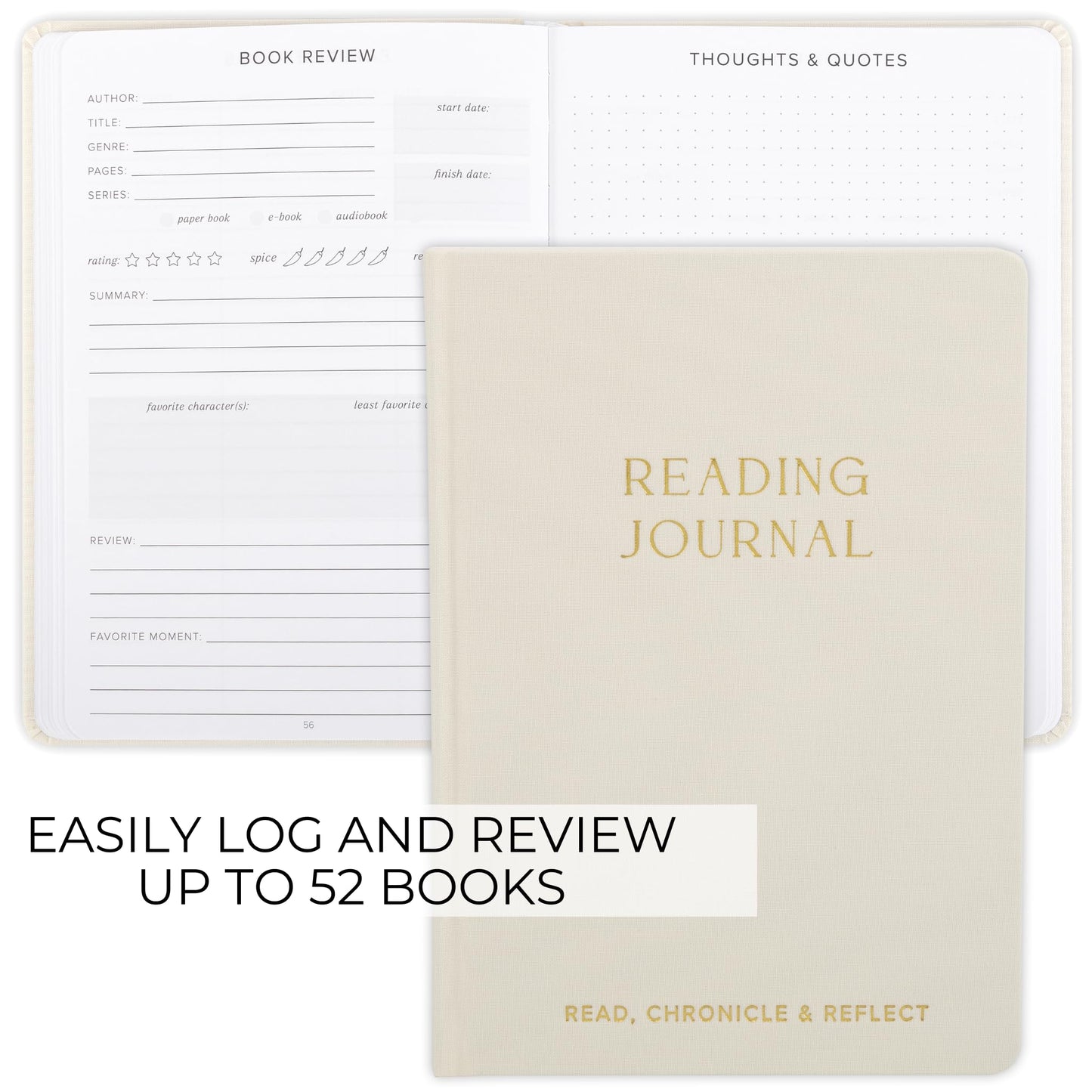 Beautiful Reading Journal for Book Lovers - Linen Hard Cover Book Makes a Great Gift for Readers - The Perfect Tracker with Reading Log & Review Pages For Keeping Notes on Your Favorite Books