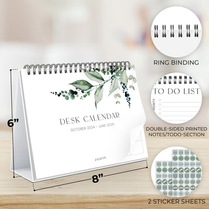 Aesthetic Desk Calendar 2024-2025 - Runs from October 2024 until June 2026 - Beautiful Small Flip Desktop Calendar for Easy Organizing