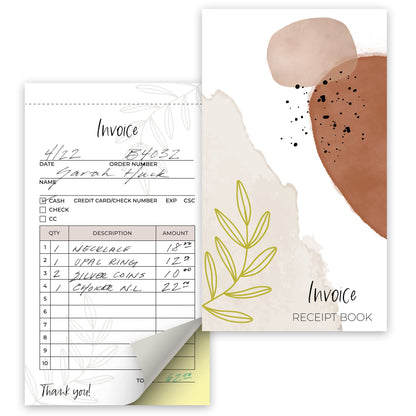 Simplified Abstract Invoice Book for Small Businesses - Aesthetic and Easy to Use Receipt Pad - The Perfect Business Supplies That Helps You and Your Happy Clients to Stay Organized