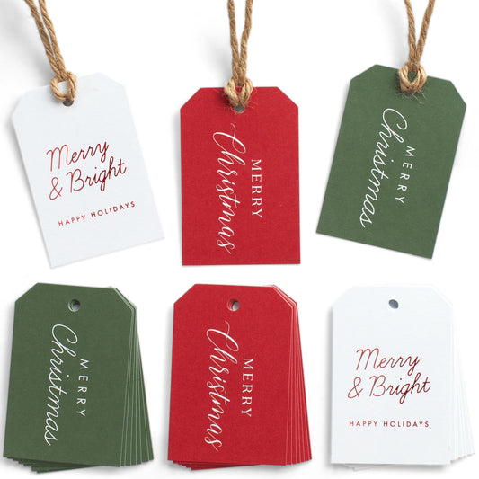 Beautiful Modern Christmas Gift Tags - 48 Quality Paper Labels with Rope for Personalizing Your Holiday Presents - Spread Joy and Cheer with These Festive Christmas Name Tag Stickers