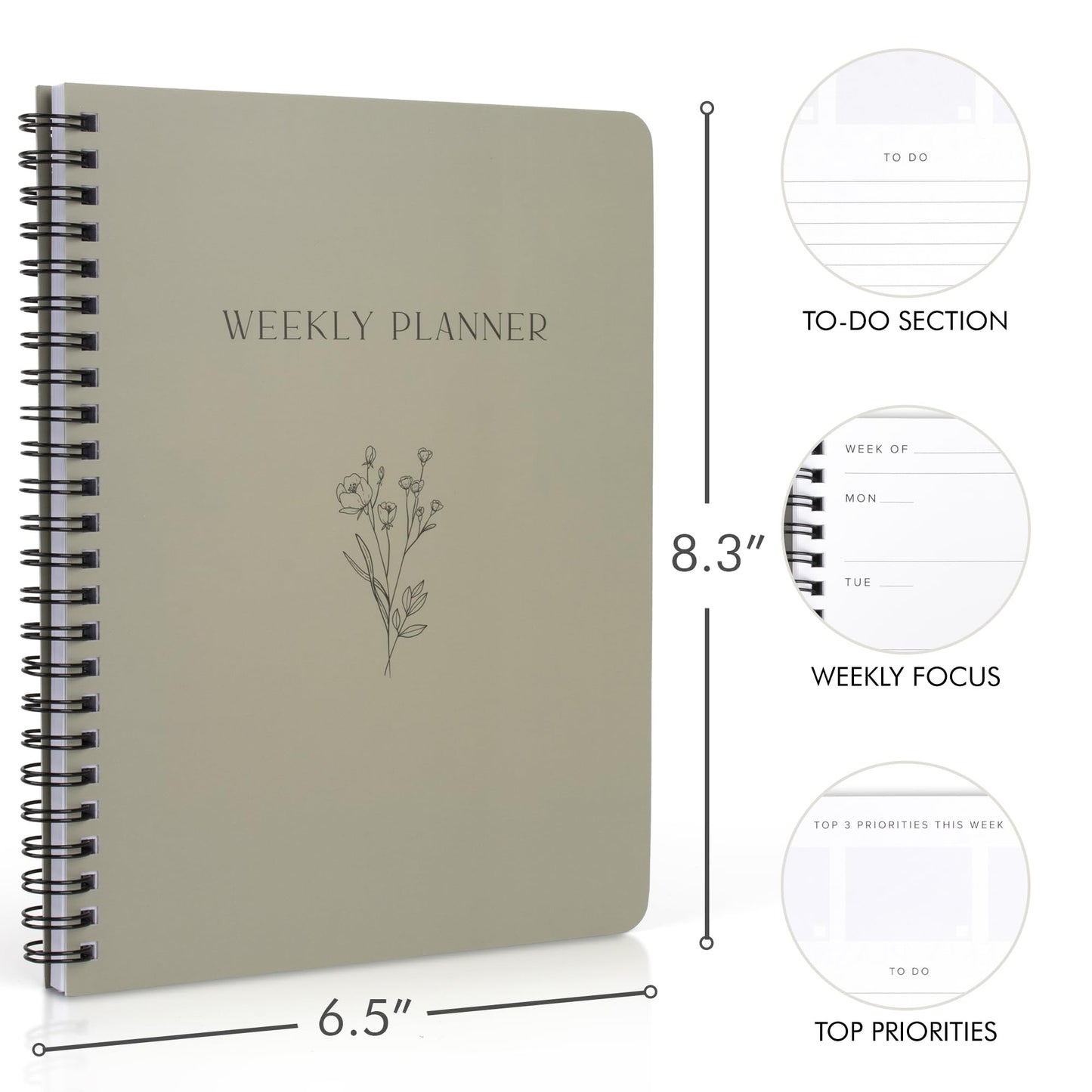 Simplified Daily and Weekly Planner - To Do List Notebook to Easily Organize Your Agendas And Boost Productivity in School Or At Work - Stylish College or Office Supplies For Women