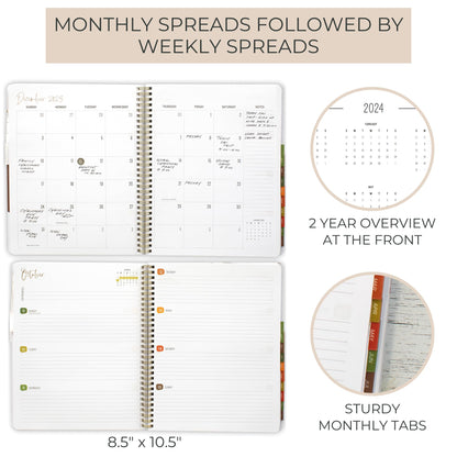 Beautiful 2023-2024 Academic Planner - A 8.5" x 10.5" Daily Planner to Easily Stay Organized - Perfect Calendar Book For Women or Men with Weekly & Monthly Spreads For The 23-24 School Year