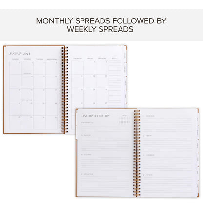 Simplified 2024 Daily Planner - Beautiful 7" x 10" Daily Planner for Women or Men with Weekly & Monthly Spreads for Easy Planning - Perfect Spiral Bound Calender Book To Organize All Tasks