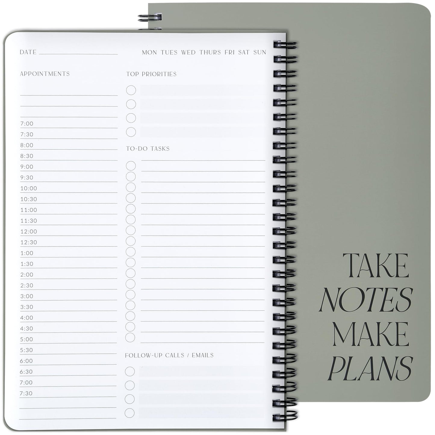 Simplified Daily Planner And Notebook With Hourly Schedule - Aesthetic Spiral To do List Notepad to Easily Organize Your Work Tasks And Appointments - The Perfect Office Supplies For Women