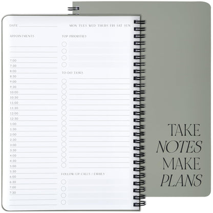 Simplified Daily Planner And Notebook With Hourly Schedule - Aesthetic Spiral To do List Notepad to Easily Organize Your Work Tasks And Appointments - The Perfect Office Supplies For Women