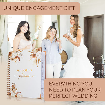 Beautiful Boho Wedding Planner Book and Organizer - Enhance Excitement and Makes Your Countdown Planning Easy - Unique Engagement Gift for Newly Engaged Couples, Future Brides and Grooms,9 X 11 inches