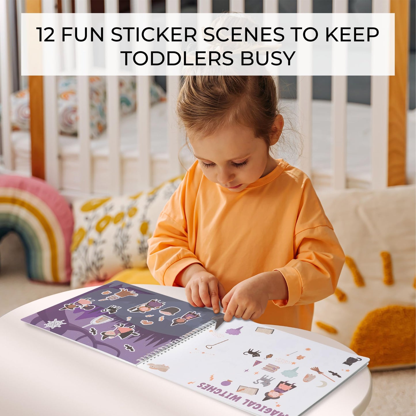 Fun Sticker Book for Girls 2-4 Years - Perfect Kids Activity Book with Beautiful Stickers & 12 Reusable Themes for Entertaining Toddlers 4-8 While Traveling - Incl. Princess, Unicorn & Coloring Pages