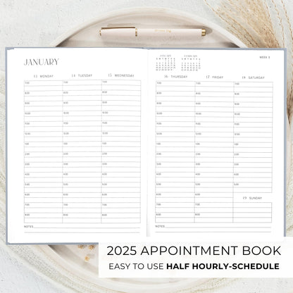 Beautiful 2025 Planner - Linen Appointment Book With Hourly Schedule to Easily Organize Your Work or Home Tasks - The Perfect Office Supplies For Women