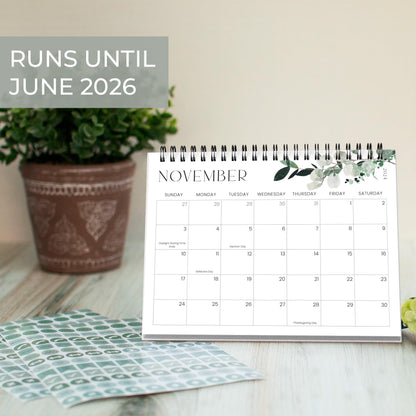 Aesthetic Desk Calendar 2024-2025 - Runs from October 2024 until June 2026 - Beautiful Small Flip Desktop Calendar for Easy Organizing