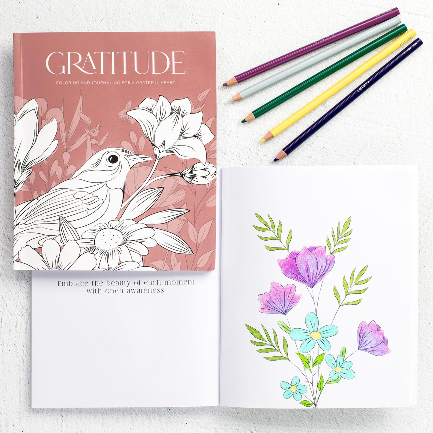 Beautiful Adult Coloring Book Set of 2 for Relaxation - Gratitude and Mindfulness Books with Inspirational Quotes Making it a Great Gift - Perfect Stress-Relieving Books Fun to Color for Women