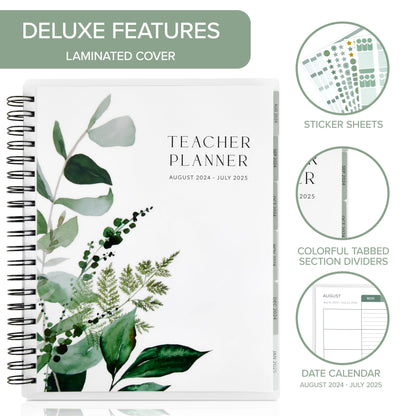 Simplified Teacher Planner For The 2024-2025 Academic School Year - Your All Incl. 8.5" x 10.5" Lesson Plan Book Supplies - Easily Organize Your Daily, Weekly & Monthly Classroom/Homeschool Schedule