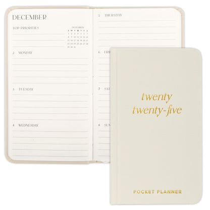 Beautiful 2024-2025 Pocket Calendar - Small 6" x 3.5" Daily Planner Book For Womens Purse with Weekly & Monthly Spreads for Easy Planning - Runs From December 2024 Until December 2025