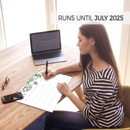 Aesthetic 2024-2025 Desk Calendar - Runs From January 2024 Until July 2025 - The Perfect Big Desktop/Wall Calendar 16"x12" for Easy Organizing