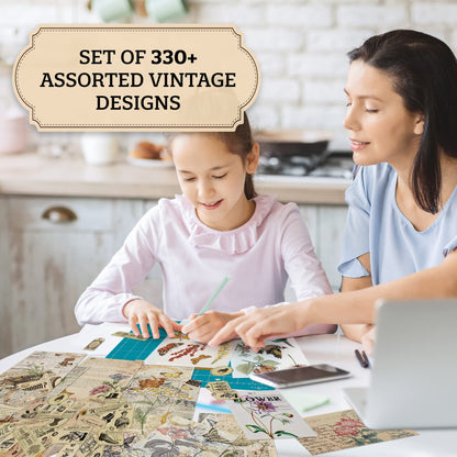 All in One Scrapbooking Supplies Kit - 331 Vintage Pieces incl. Junk Journal - Journaling Set Incl. Stickers, Tags, Scrapbook Paper - The Perfect Bundle for Your Amazing Craft Projects