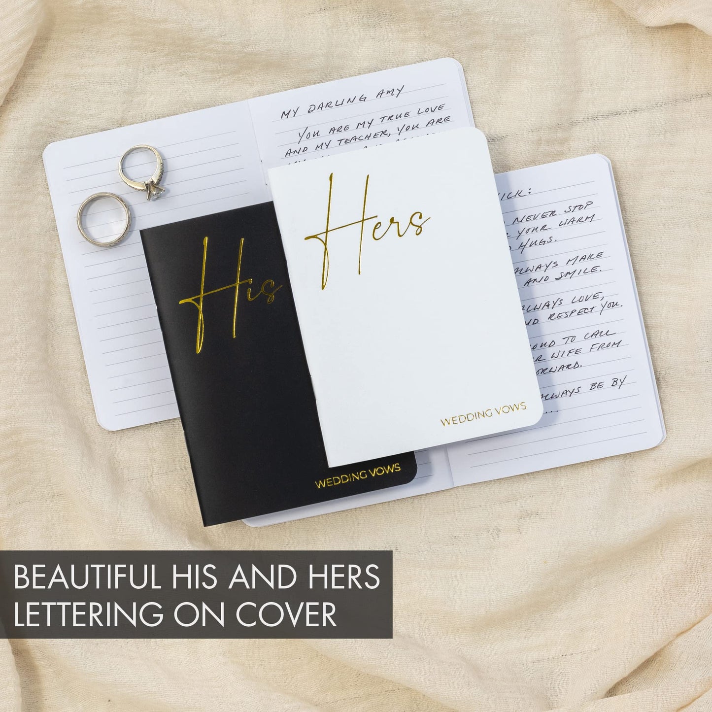 Elegant Vow Books With Gold Foil Lettering For Your Wedding - Perfectly Sized His and Hers Vow Books With Plenty Of Pages To Write Whatever is on Your Heart - A Beautiful Addition For The Wedding Day