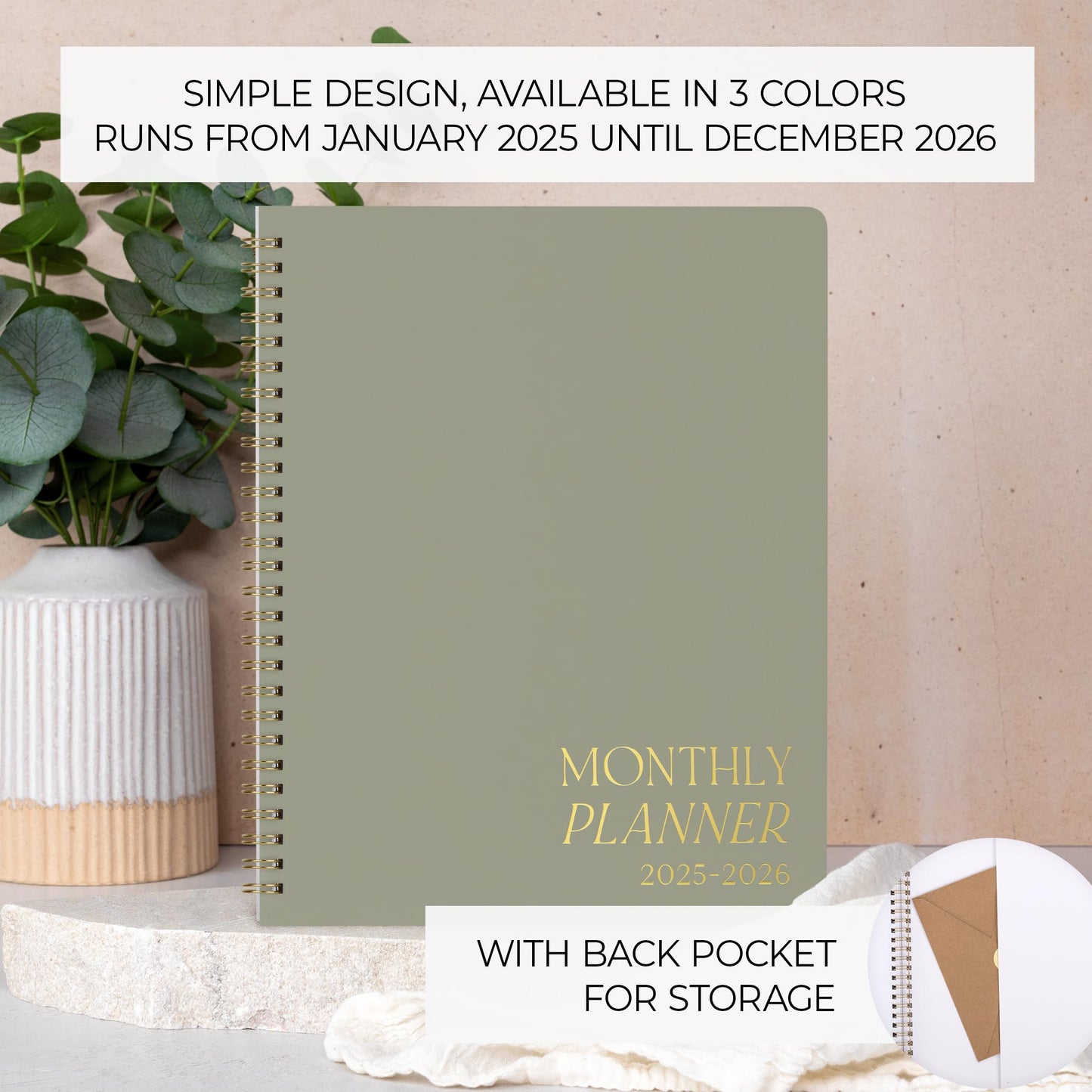 Beautiful 2025-2026 Monthly Planner and Calendar Book - To Do List Notebook That Easily Organizes Your Tasks to Boost Productivity - Runs From January 2025 Until December 2026