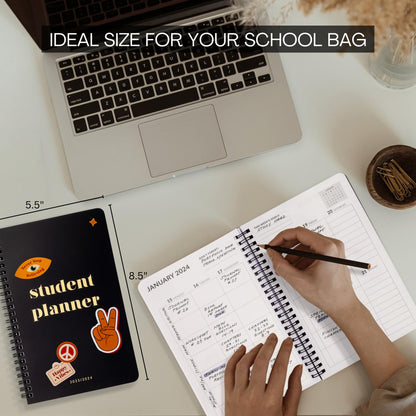 Simplified 2023-2024 Student Planner To Stay Organized - A Beautiful 8.5" x 5.5" Planner for Middle and High School Students with Weekly & Monthly Spreads For The 23-24 Academic Year