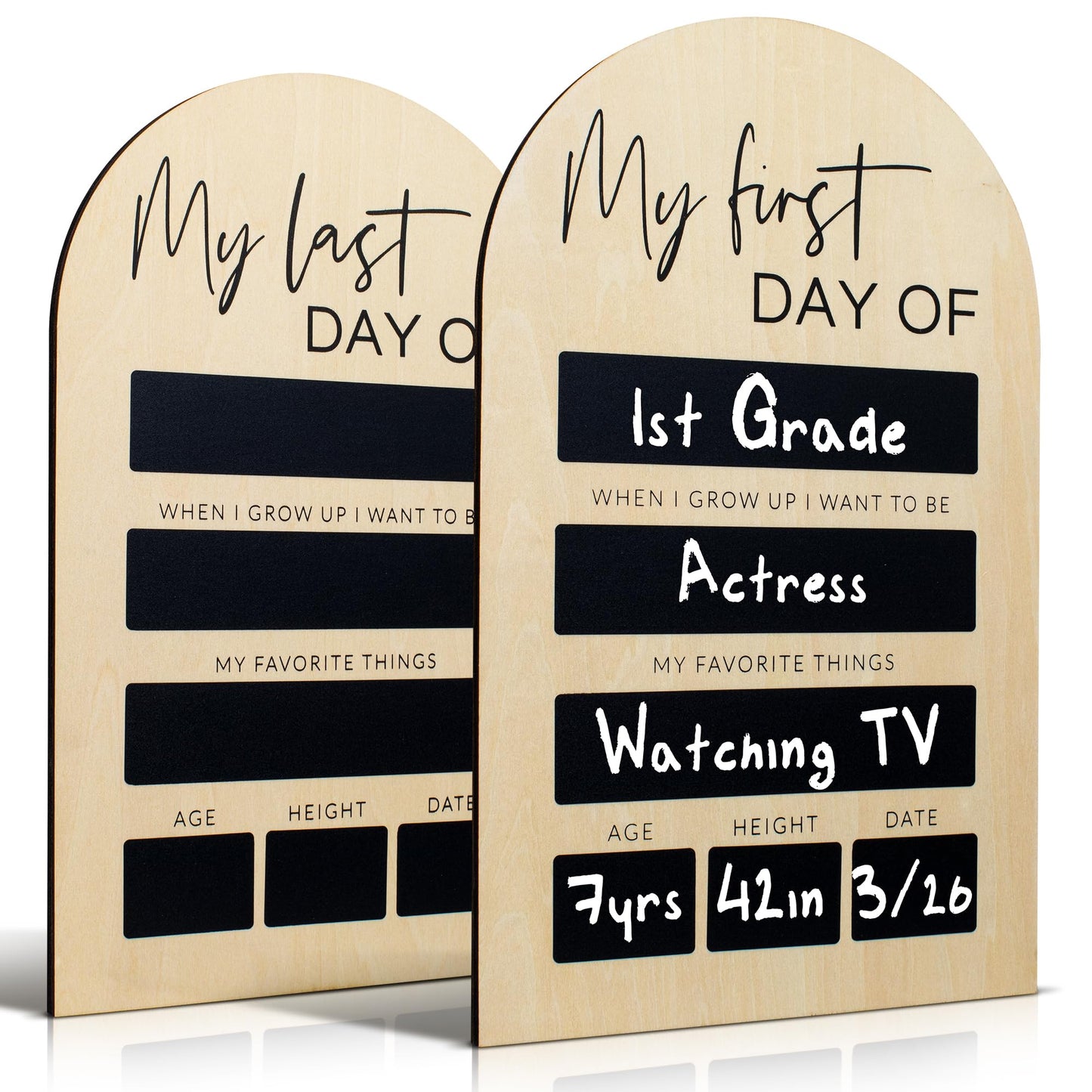 Beautiful Wooden First and Last Day of School Board Sign - Modern and Large Back to School Sign for Lasting Memories - Perfect 11.8" x 7.1" Wooden Chalkboard Photo Prop for Kindergarten or School