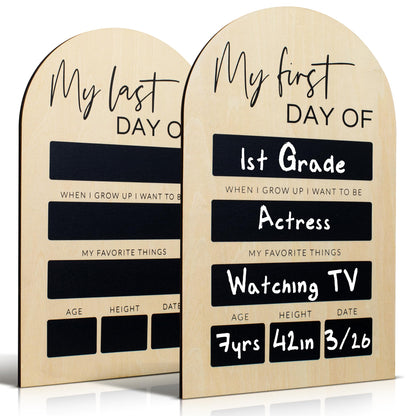 Beautiful Wooden First and Last Day of School Board Sign - Modern and Large Back to School Sign for Lasting Memories - Perfect 11.8" x 7.1" Wooden Chalkboard Photo Prop for Kindergarten or School