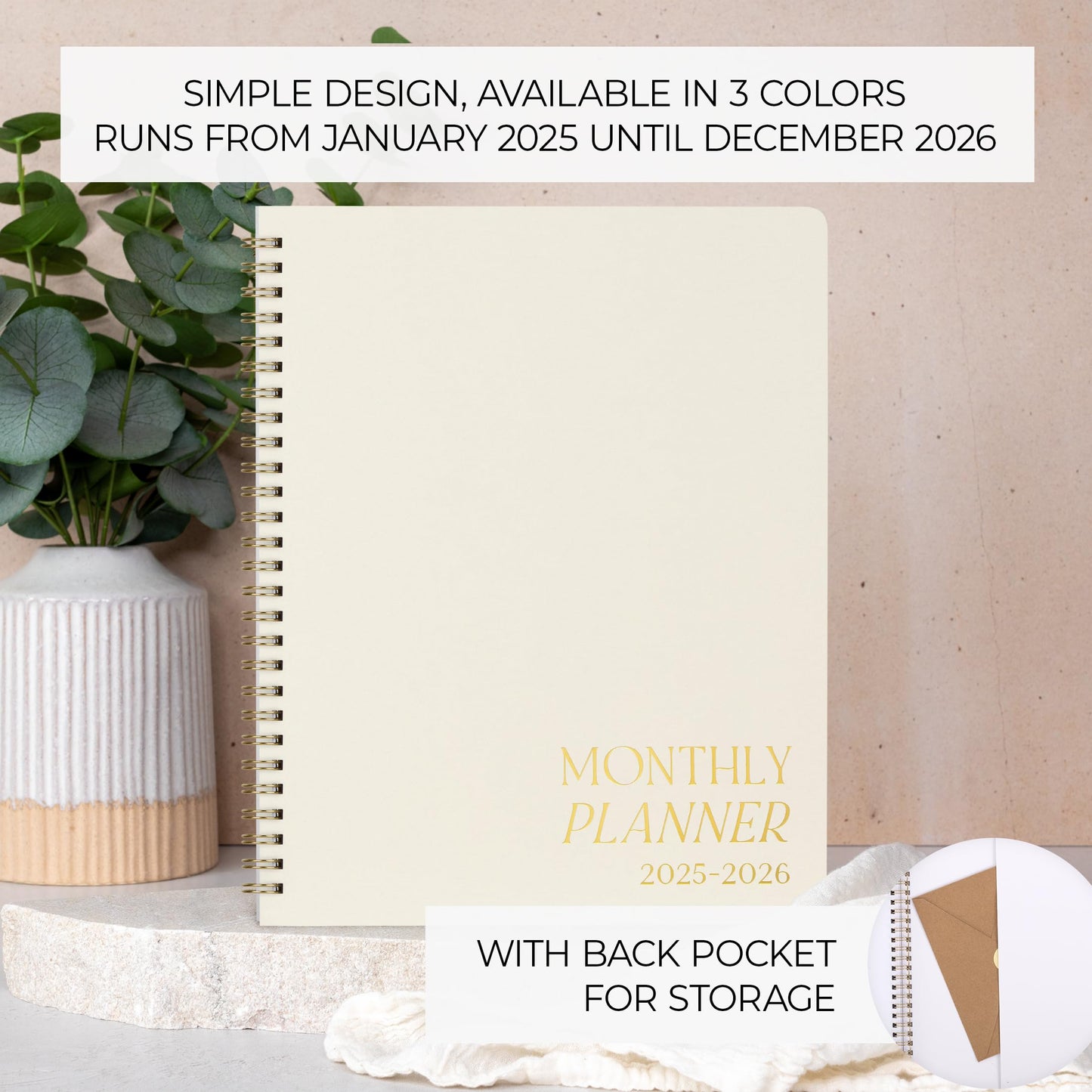 Beautiful 2025-2026 Monthly Planner and Calendar Book - To Do List Notebook That Easily Organizes Your Tasks to Boost Productivity - Runs From January 2025 Until December 2026