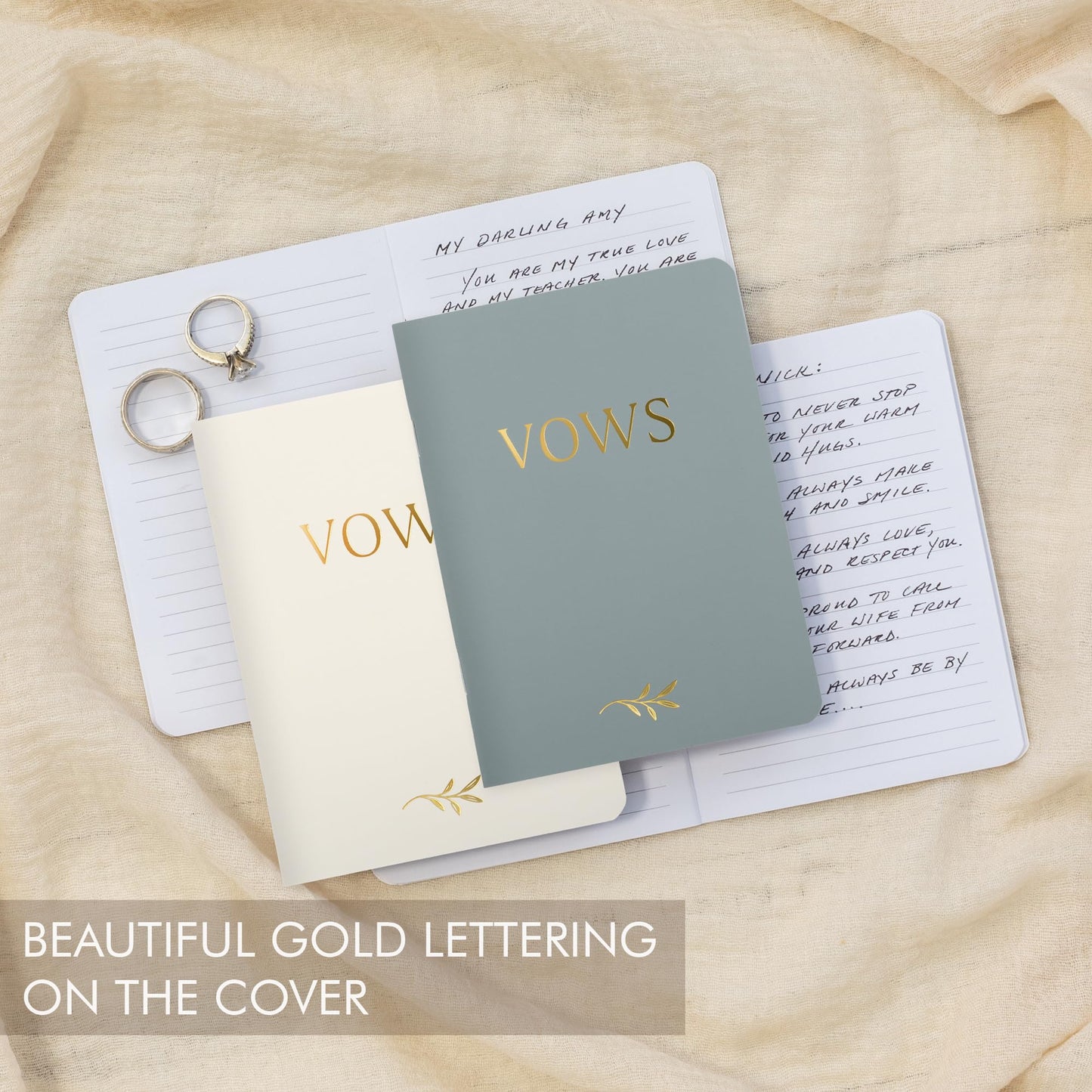 ZICOTO Elegant Vow Books With Gold Foil Lettering For Your Wedding - Perfectly Sized Vow Books With Plenty Of Pages To Write Whatever is on Your Heart - A Beautiful Addition For The Wedding Day