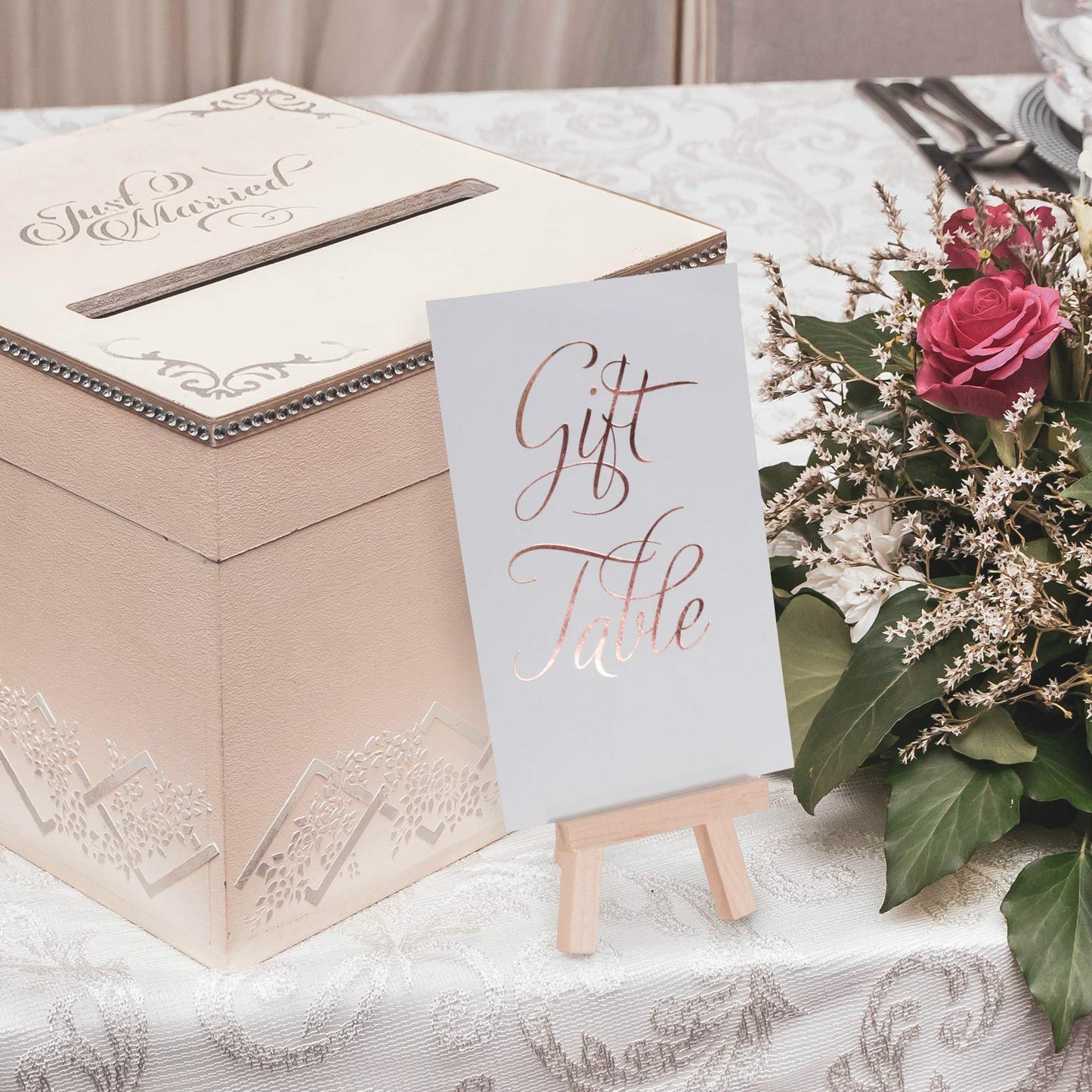 Gorgeous Wedding Table Numbers - Elegant Double Sided Rose Gold Foil Lettering with Head and Gift Table Card - 4 x 6 inches and Numbered 1-30 - Perfect for Weddings and Events