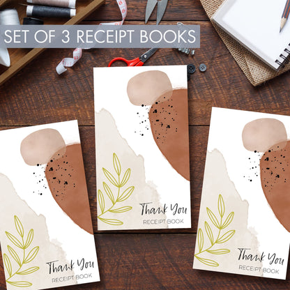 Simplified Thank You Receipt Book Set of 3 for Small Businesses - Aesthetic and Easy to Use Receipt Pad - The Perfect Business Supplies That Helps You and Your Happy Clients to Stay Organized