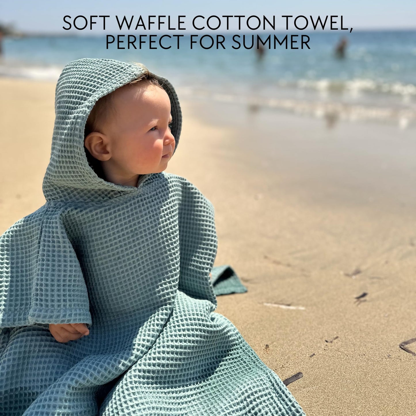 Stylish Hooded Beach Towel for Kids - Extra Soft and Fast Drying Poncho For Toddlers 1-3 Years is Made of Premium Waffle Cotton - Perfect Baby Cover Up for Beach Days or Pool and Bath Time Adventures