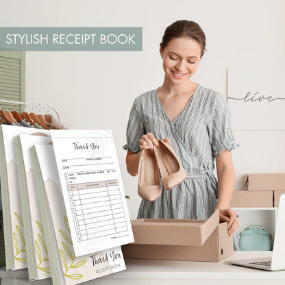 Simplified Thank You Receipt Book Set of 3 for Small Businesses - Aesthetic and Easy to Use Receipt Pad - The Perfect Business Supplies That Helps You and Your Happy Clients to Stay Organized