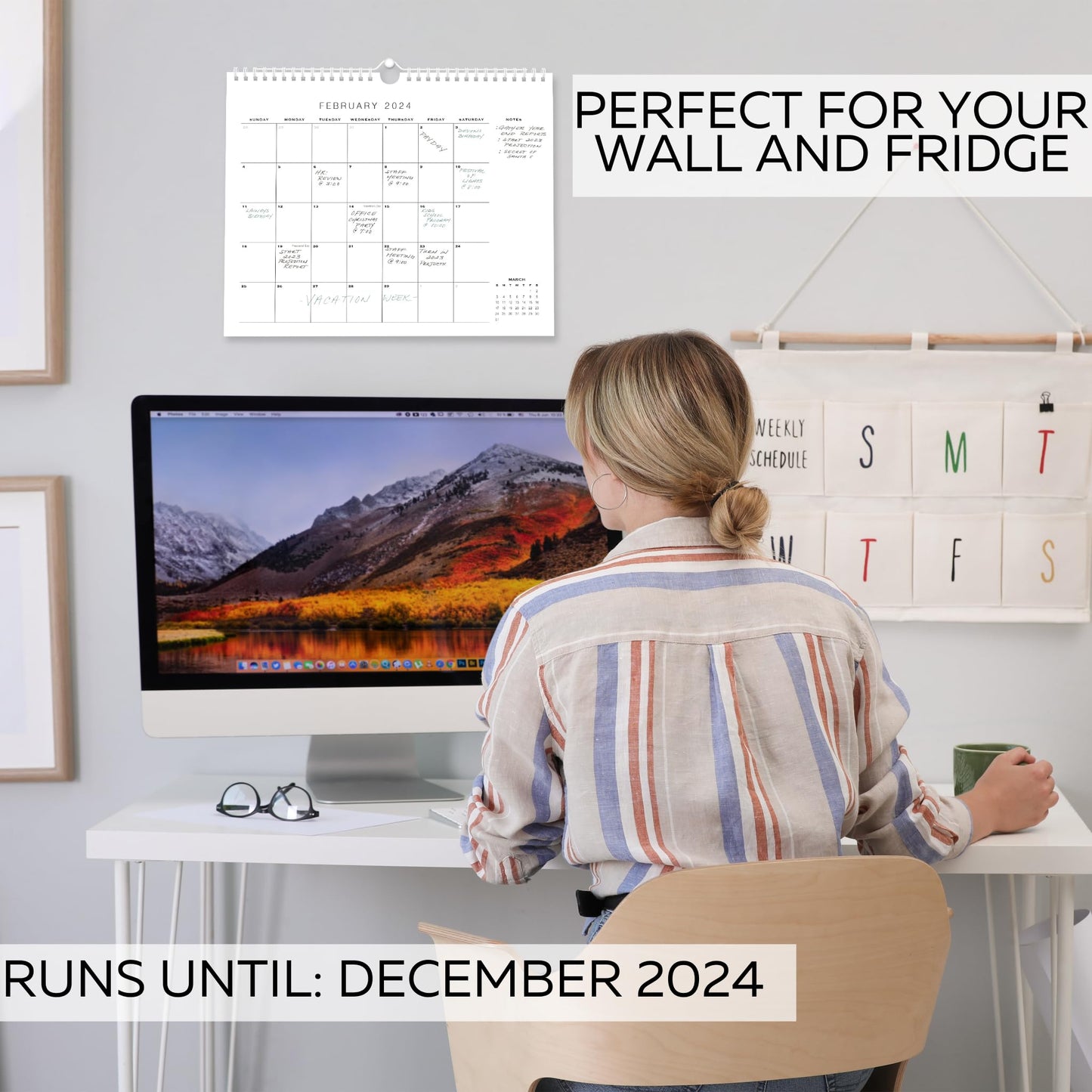 Simplified 2024 Wall Calendar - Runs from June 2023 until December 2024 - Modern 2023-24 Calendar for Easy Planning