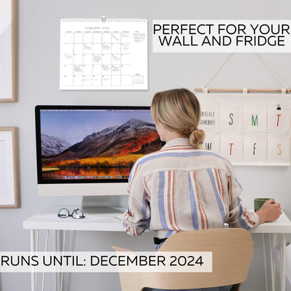 Simplified 2024 Wall Calendar - Runs from June 2023 until December 2024 - Modern 2023-24 Calendar for Easy Planning