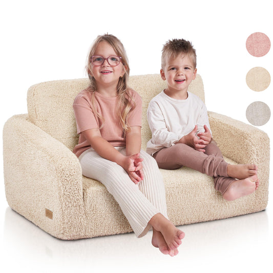 Sturdy Kids Couch and Chair for Fun Play Time or Comfy Lounging - The Perfect 2 in 1 Toddler Sofa Easily Unfolds Into a Super Soft Lounger - Modern Fold Out Chair for Babies Fits Nicely with Any Decor