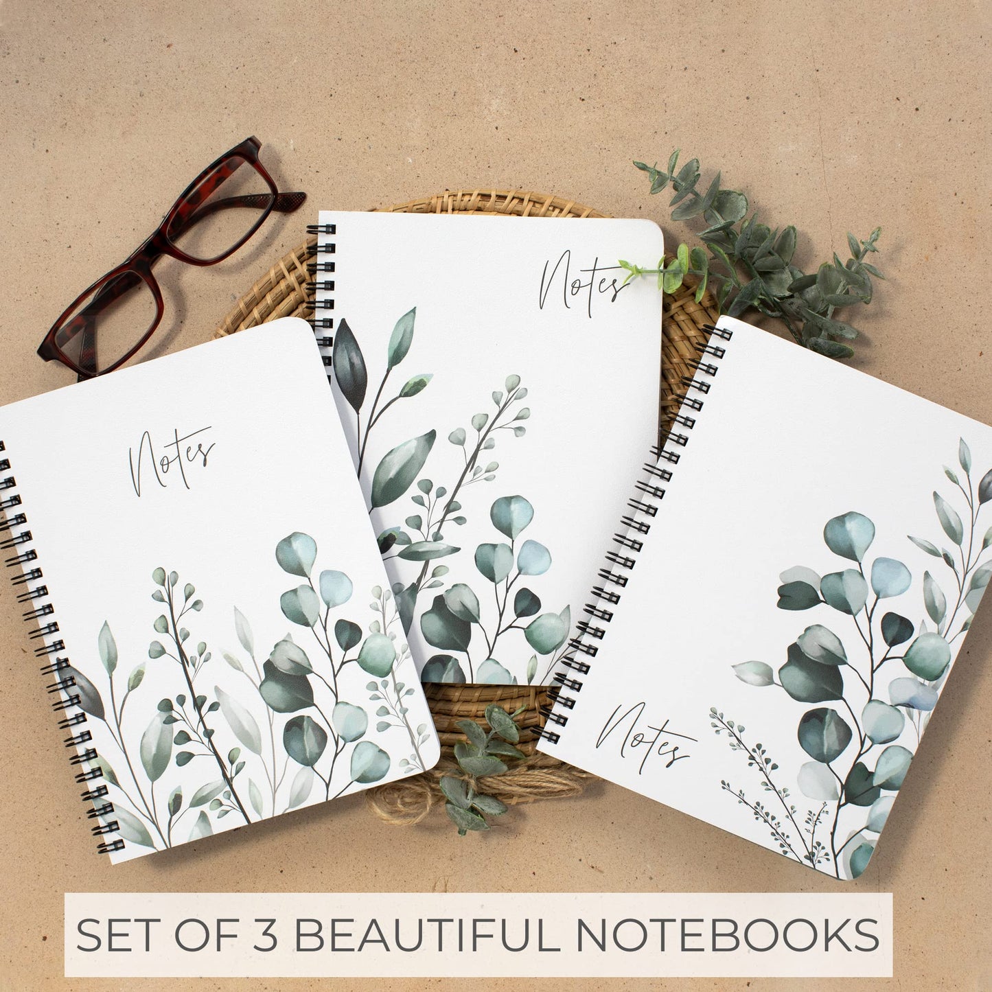 Aesthetic Spiral Notebook Set of 3 For Women - Cute College Ruled 8x6" Journal and Notebook With Large Pockets And Lined Pages - Perfect to Stay Organized and Boost Productivity at Work or School