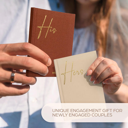 Elegant Linen Wedding Vow Books With Gold Foil Lettering - Perfectly Sized His and Hers Vow Books With Plenty Of Pages To Write Whatever is on Your Heart - A Beautiful Addition For The Wedding Day