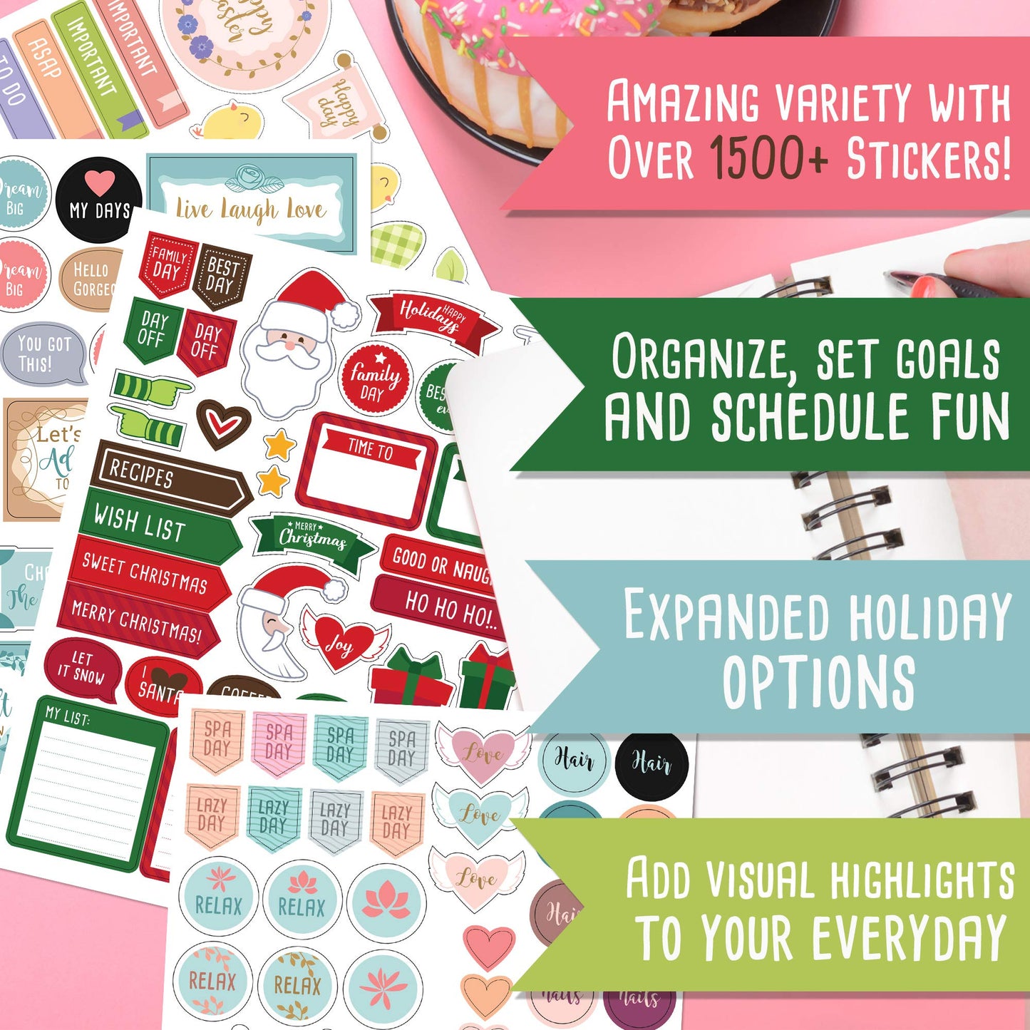 Aesthetic Planner Stickers - 1500+ Stunning Design Accessories Enhance and Simplify Your Planner, Journal, Calendar and Scrapbook