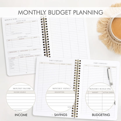 ZICOTO Easy to Use Monthly Budget Planner - 12 Month Financial Organizer with Expense Tracker Notebook - Monthly Money Budgeting Book That Manages Your Finances Effectively