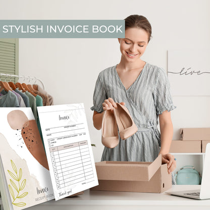 Simplified Abstract Invoice Book for Small Businesses - Aesthetic and Easy to Use Receipt Pad - The Perfect Business Supplies That Helps You and Your Happy Clients to Stay Organized