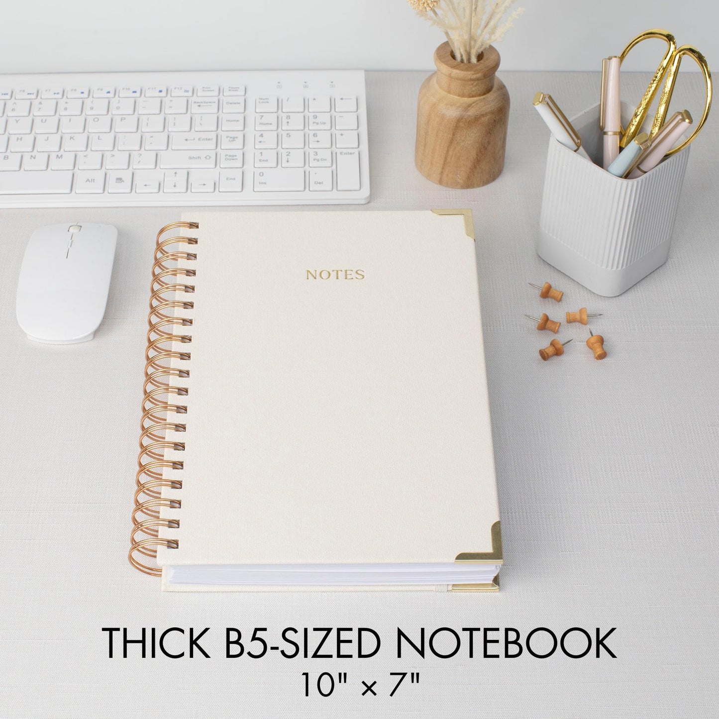 Aesthetic Thick Spiral Notebook Journal For Women in B5 Format - Modern Linen Hardcover College Ruled Note Book With 300 Lined Pages - Perfect For Writing And Staying Organized at Work or School