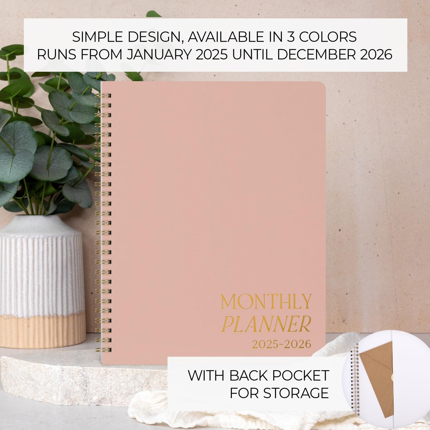 Beautiful 2025-2026 Monthly Planner and Calendar Book - To Do List Notebook That Easily Organizes Your Tasks to Boost Productivity - Runs From January 2025 Until December 2026