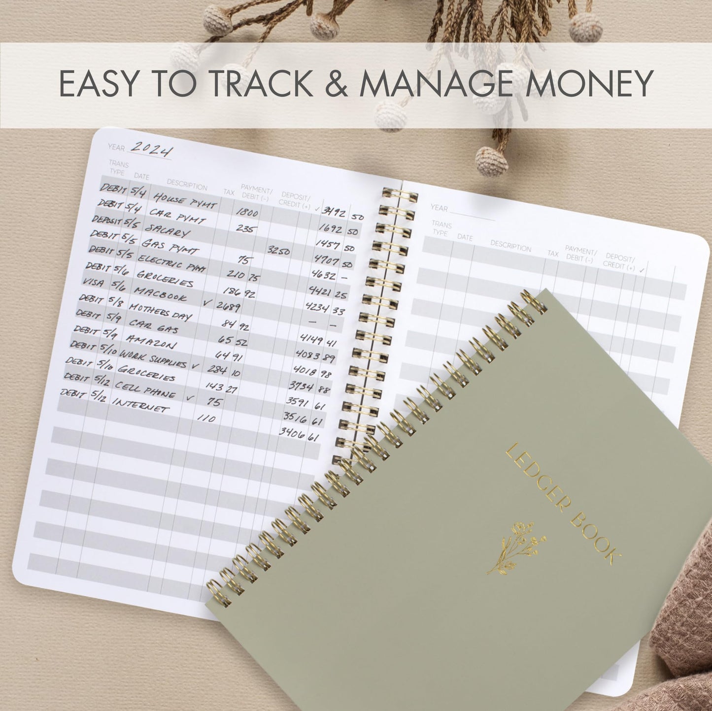 Easy to Use Accounting Ledger Book - The Perfect Expense Tracker Notebook for Your Small Business - Simplified Personal Finance Checkbook, Income and Expense Log Book