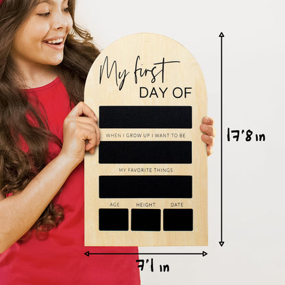 Beautiful Wooden First and Last Day of School Board Sign - Modern and Large Back to School Sign for Lasting Memories - Perfect 11.8" x 7.1" Wooden Chalkboard Photo Prop for Kindergarten or School