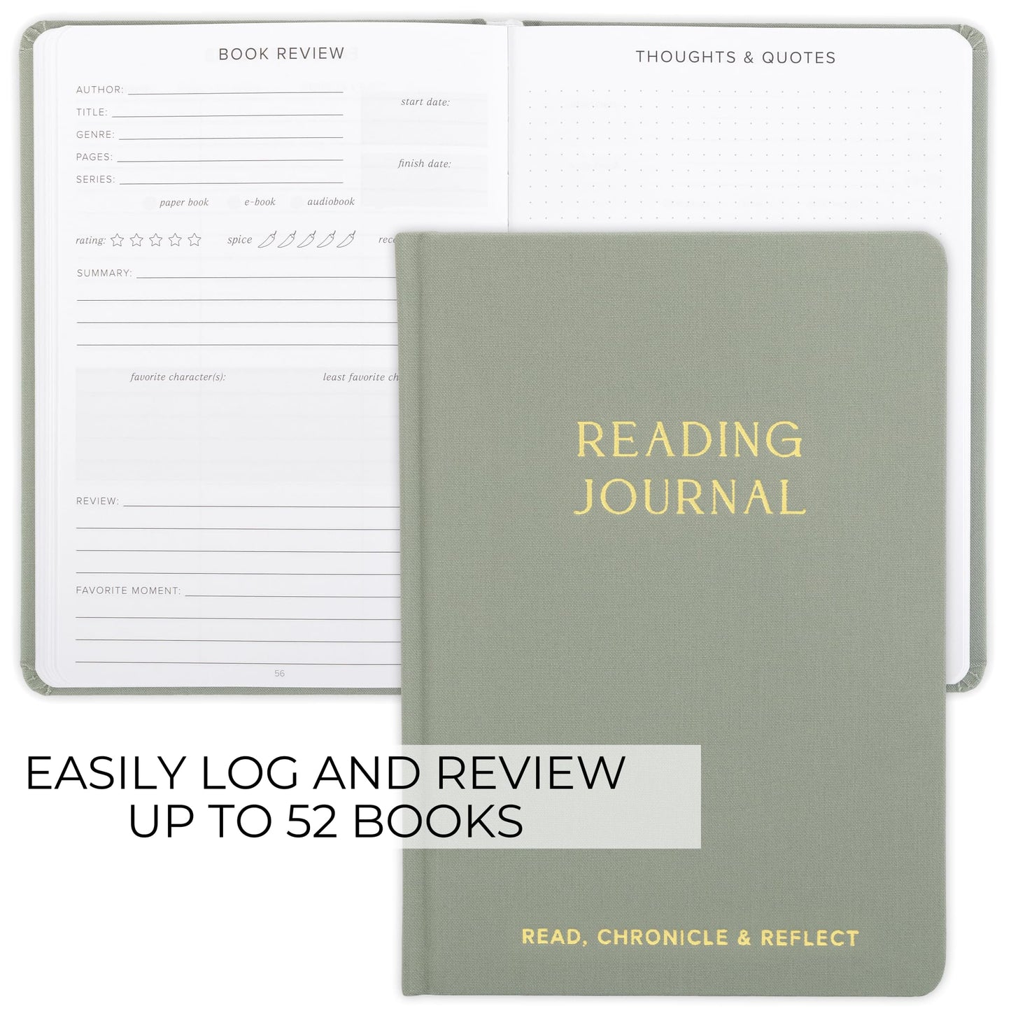 Beautiful Reading Journal for Book Lovers - Linen Hard Cover Book Makes a Great Gift for Readers - The Perfect Tracker Book with Reading Log & Review Pages For Keeping Notes on Your Favorite Books