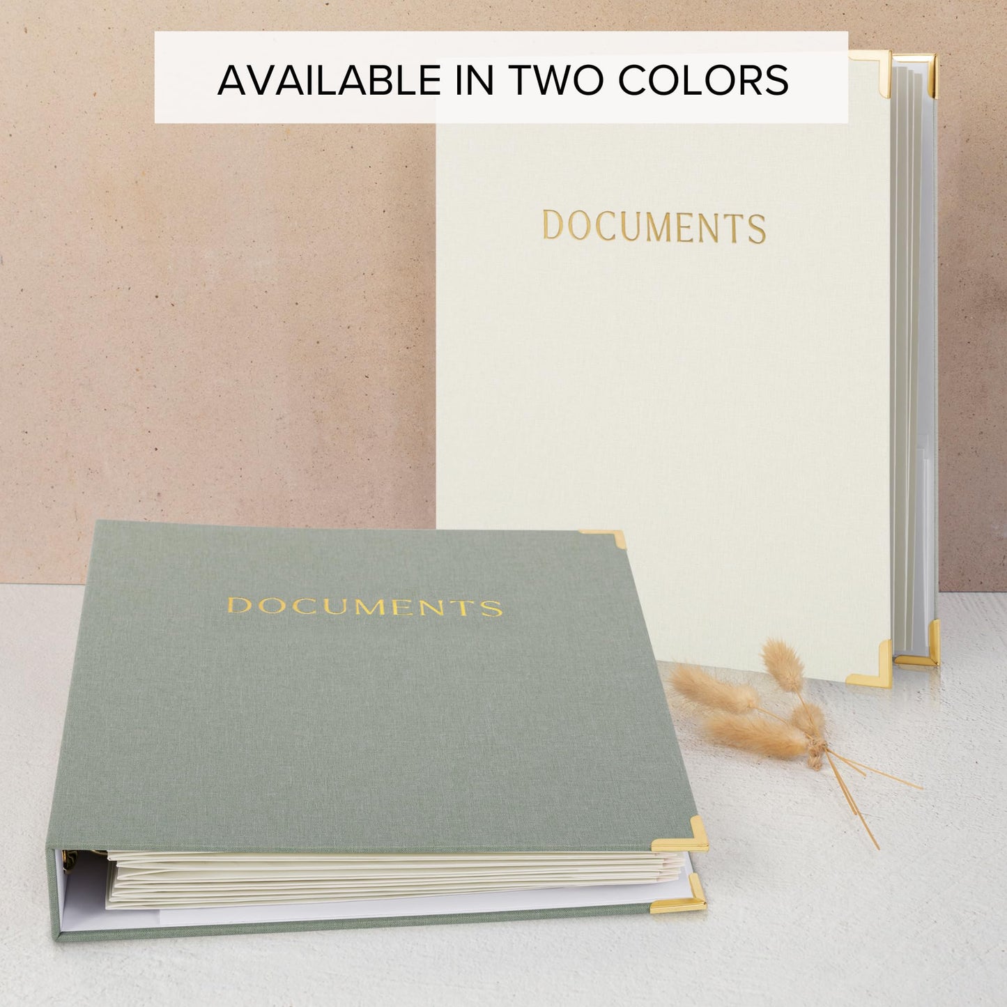 Aesthetic Document Organizer - Sturdy Linen 3-Ring Binder Safely Stores All Your Important Documents and Files in One Place - Easy to Use Expanding Storage Folder Incl. Envelopes, Pockets & Labels