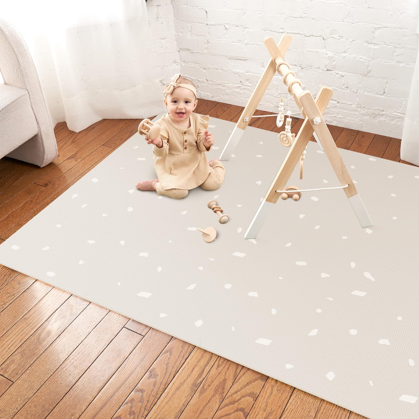 Stylish 5.6 x 4 ft. Soft Foam Baby Play Mat - Safe, Easy to Clean Modern Playroom Floor Mat