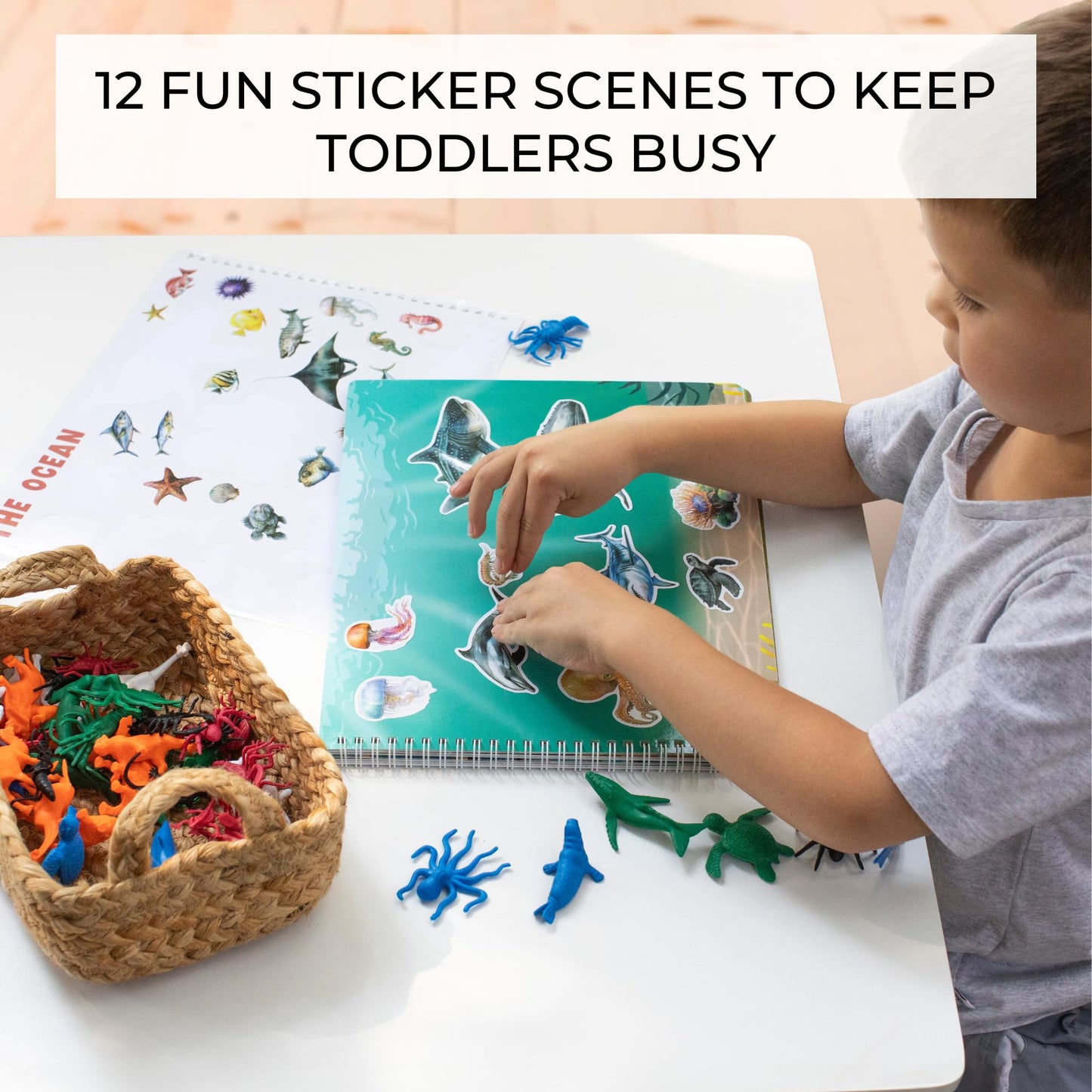 Fun Sticker Book for Toddlers 2-4 Years - Perfect Kids Activity Book with Beautiful Stickers & 12 Reusable Themes for Entertaining Girls & Boys 4-8 While Traveling - Incl. Animal & Coloring Pages