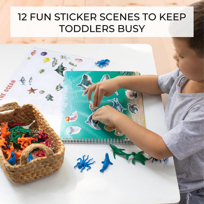 Fun Sticker Book for Toddlers 2-4 Years - Perfect Kids Activity Book with Beautiful Stickers & 12 Reusable Themes for Entertaining Girls & Boys 4-8 While Traveling - Incl. Animal & Coloring Pages