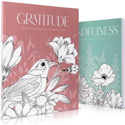 Beautiful Adult Coloring Book Set of 2 for Relaxation - Gratitude and Mindfulness Books with Inspirational Quotes Making it a Great Gift - Perfect Stress-Relieving Books Fun to Color for Women