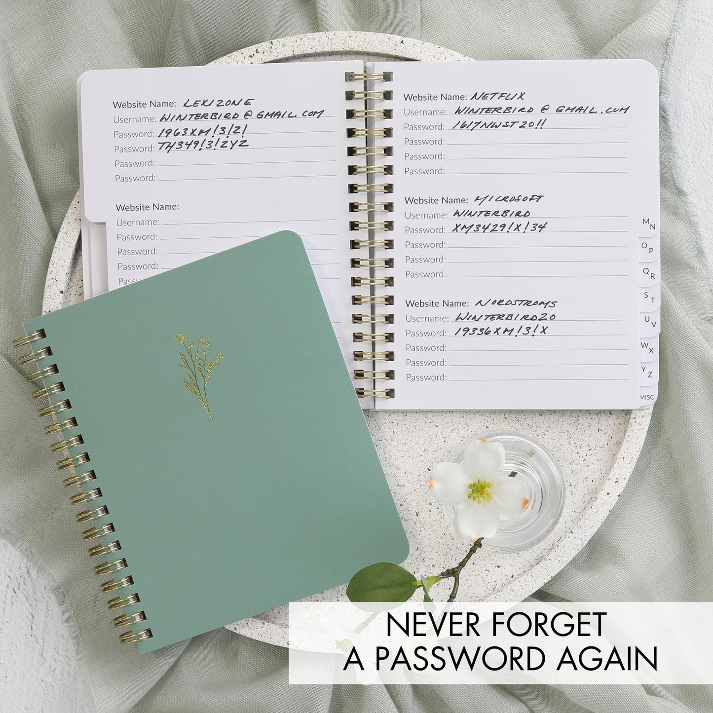 Simplified Password Book with Alphabetical Tabs - Perfect Pocket Size Password Keeper for Seniors