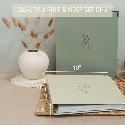 Aesthetic 3 Ring Binder Set of 2 - Sturdy 1 Inch Binder Fits Letter Sized Paper - A Cute Binder for Women or Men with Pocket Easily Organizes Your Paperwork for School, Office or Work